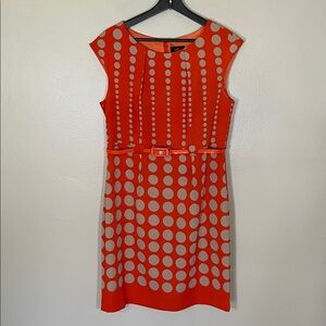 EUC I LE Retro Orange Polka Dot Belted Dress